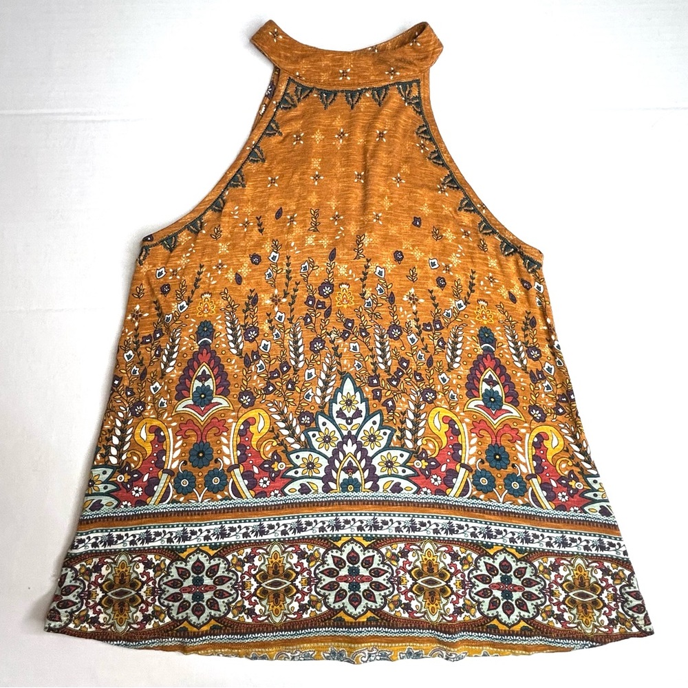 Love On A Hanger XS Sleeveless Halter Neckline Top Burnt Orange Back Keyhole